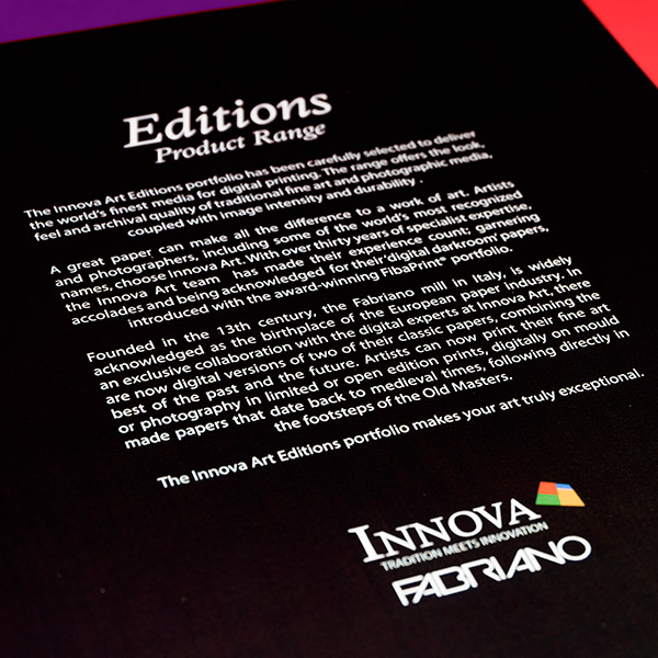Innova Editions | Literature Design | Swatch Book: Introduction Page Close Up